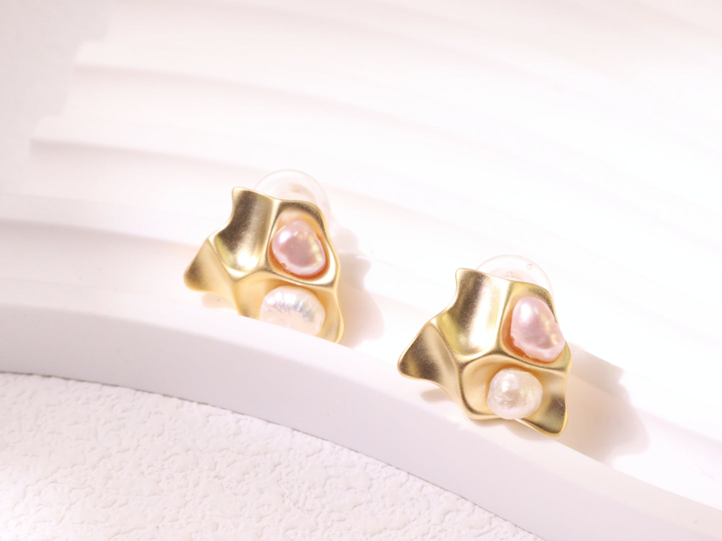 Organic Pearl Sculptural Stud Earrings