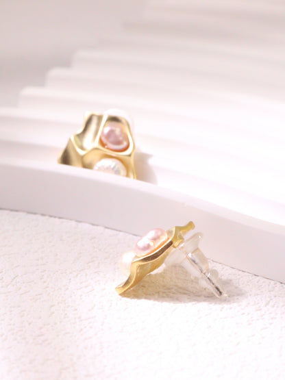 Organic Pearl Sculptural Stud Earrings