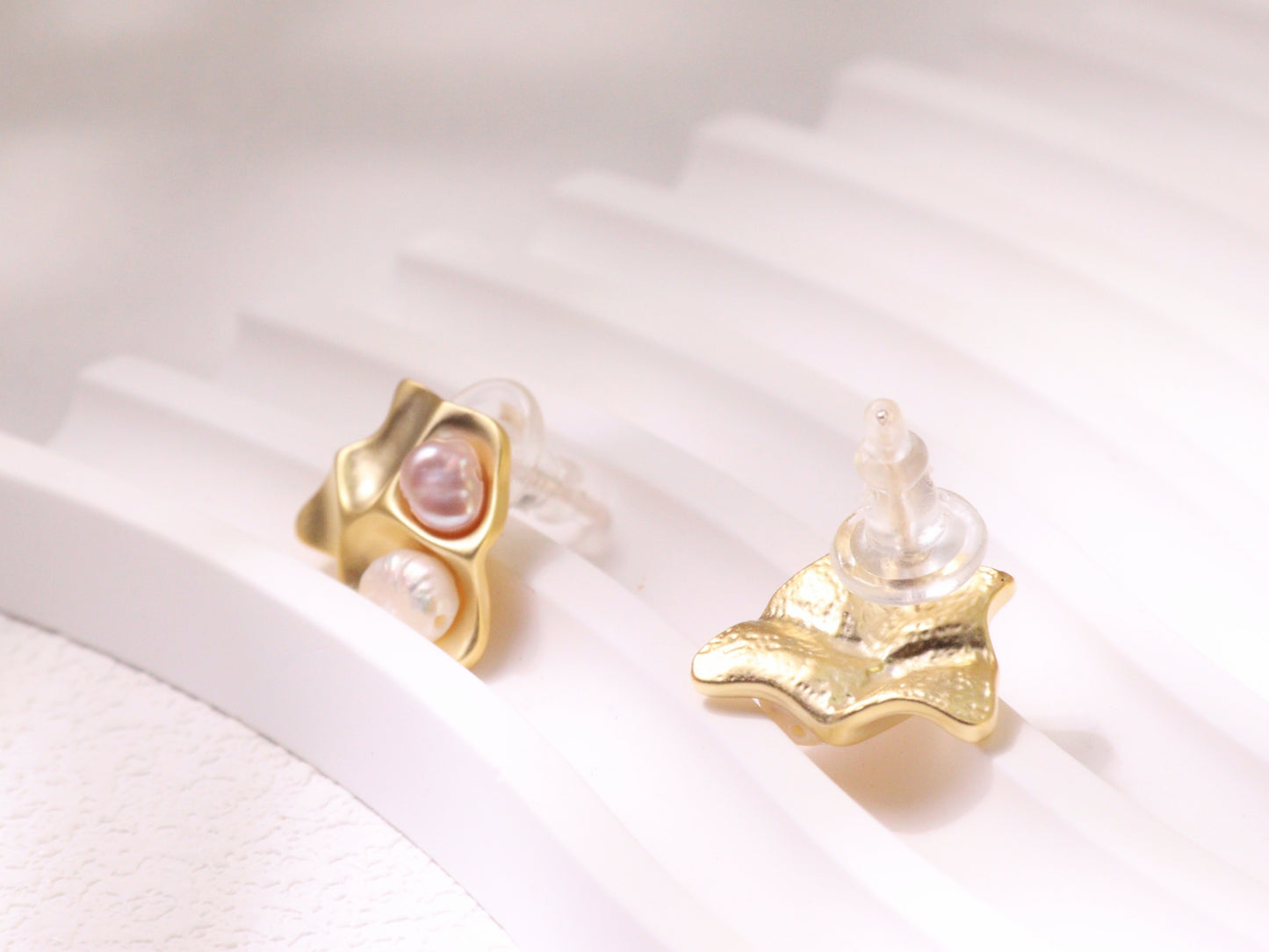 Organic Pearl Sculptural Stud Earrings