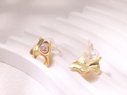 Organic Pearl Sculptural Stud Earrings
