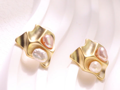 Organic Pearl Sculptural Stud Earrings