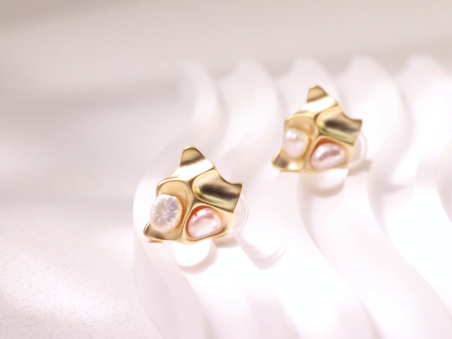 Organic Pearl Sculptural Stud Earrings