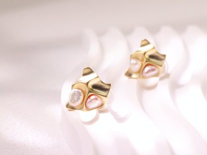 Organic Pearl Sculptural Stud Earrings