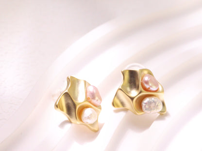 Organic Pearl Sculptural Stud Earrings