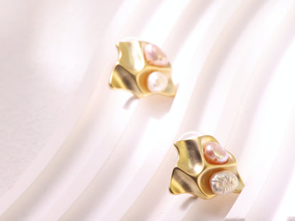 Organic Pearl Sculptural Stud Earrings