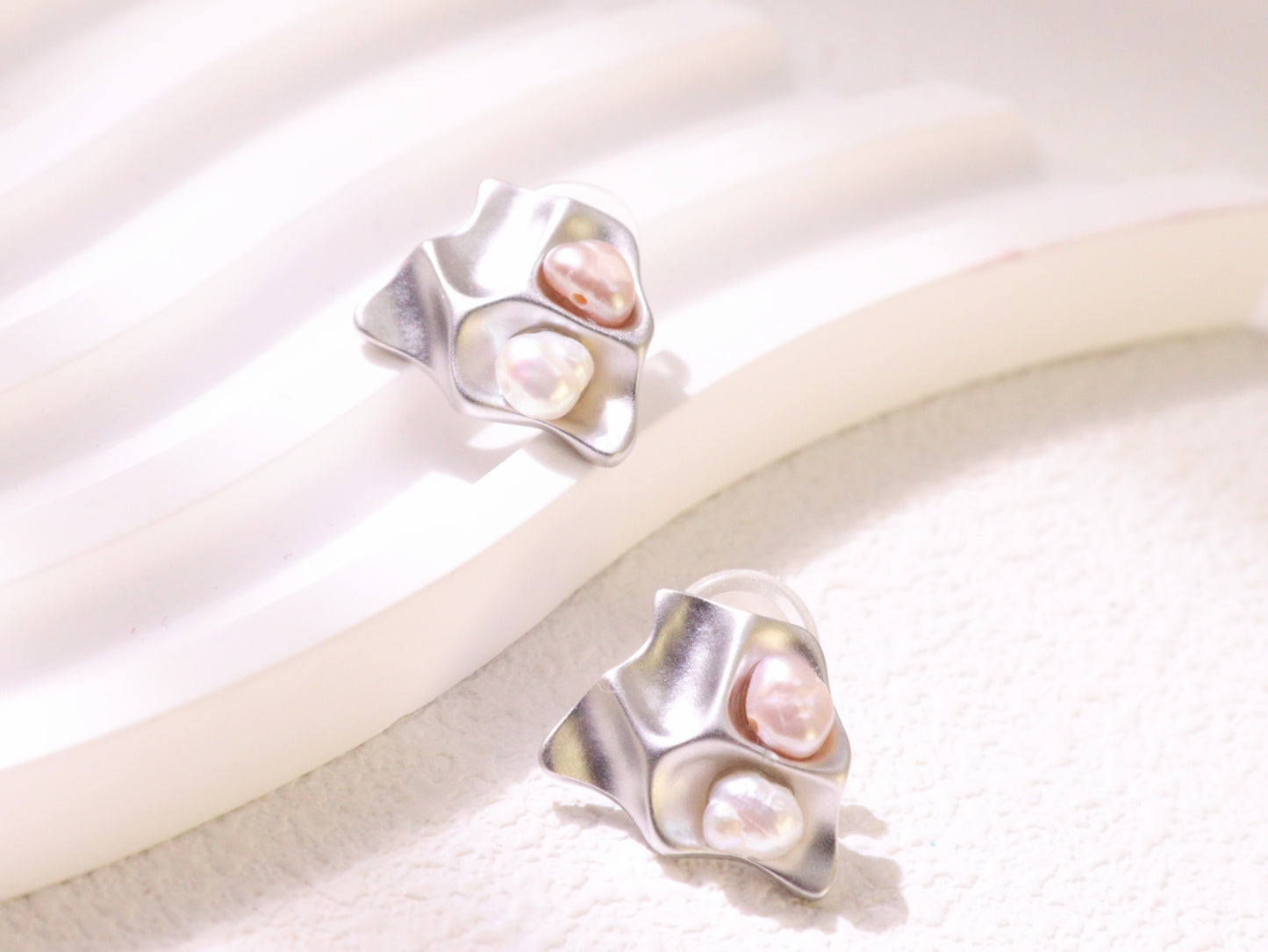 Organic Pearl Sculptural Stud Earrings