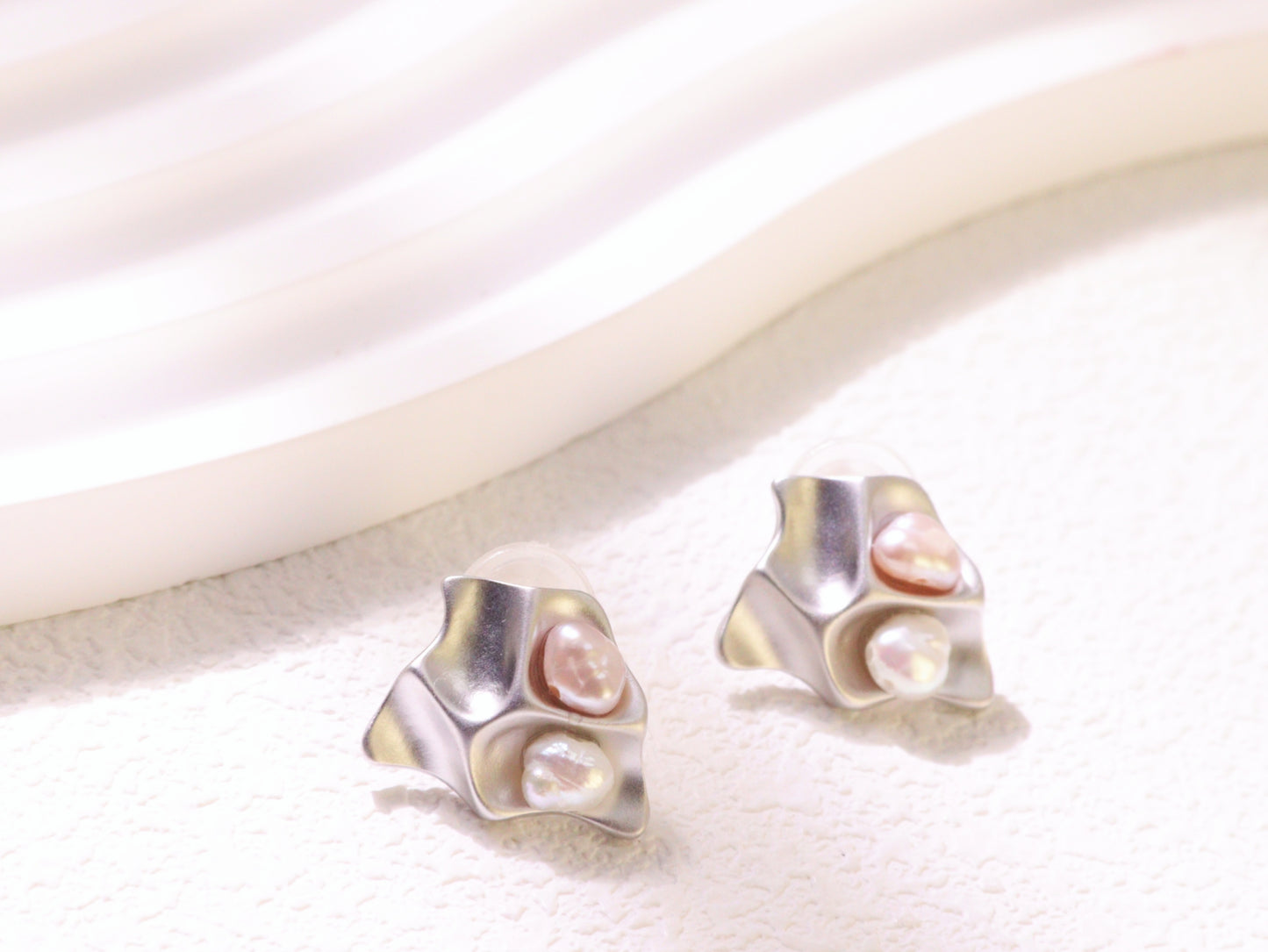 Organic Pearl Sculptural Stud Earrings