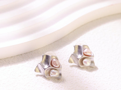 Organic Pearl Sculptural Stud Earrings