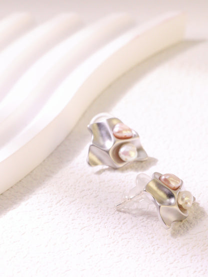 Organic Pearl Sculptural Stud Earrings