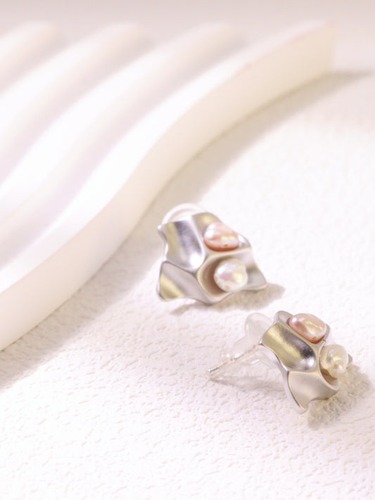 Organic Pearl Sculptural Stud Earrings