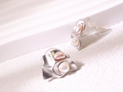 Organic Pearl Sculptural Stud Earrings