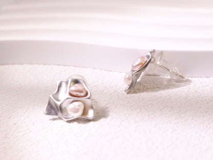 Organic Pearl Sculptural Stud Earrings