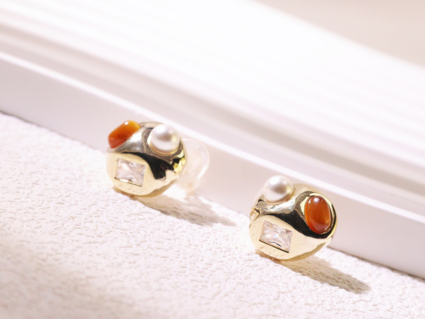 Vintage Pearl & Zircon Statement Stud Earrings