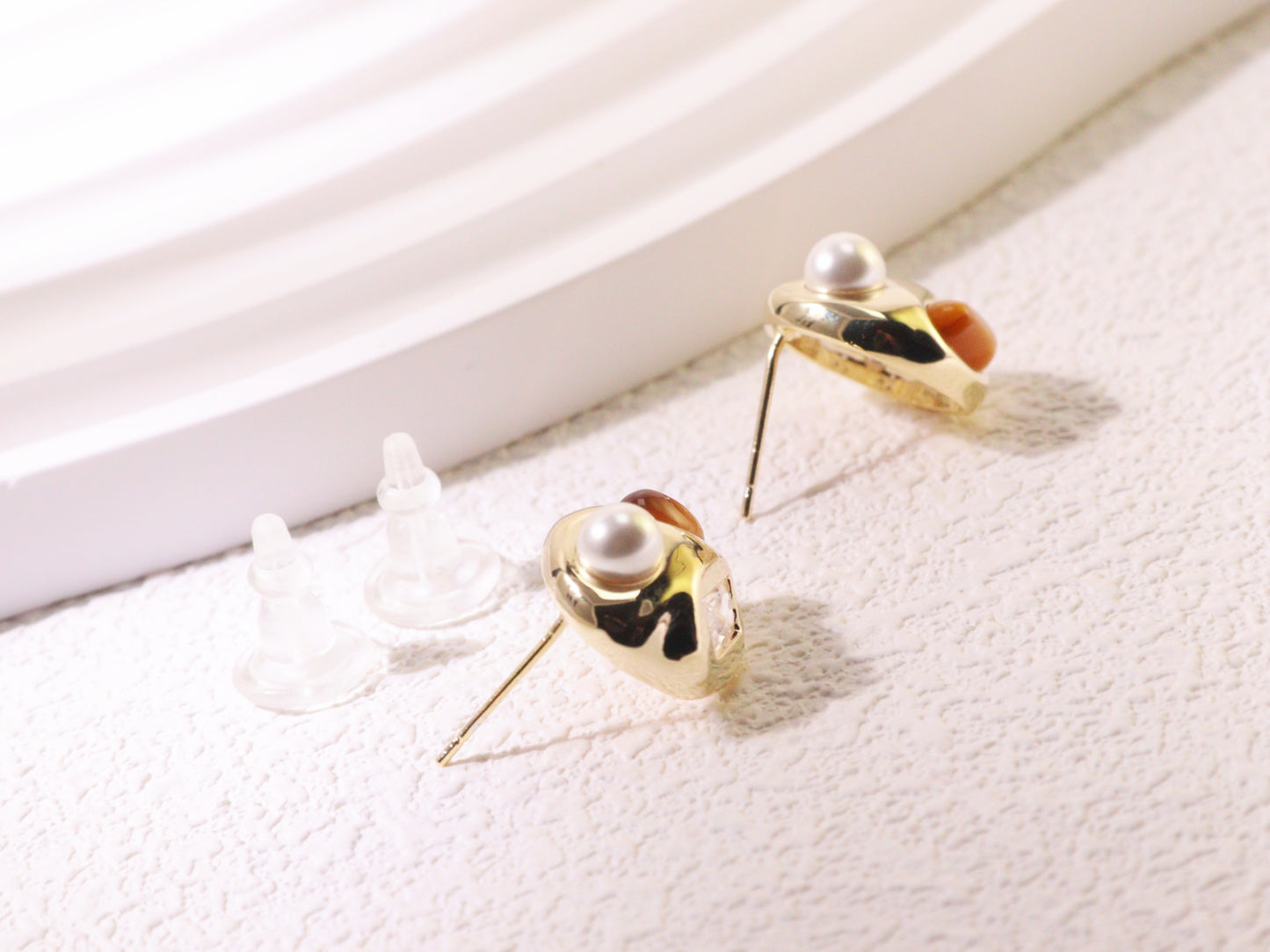 Vintage Pearl & Zircon Statement Stud Earrings
