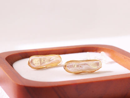 Hand-Wrapped Baroque Pearl Statement Stud Earrings