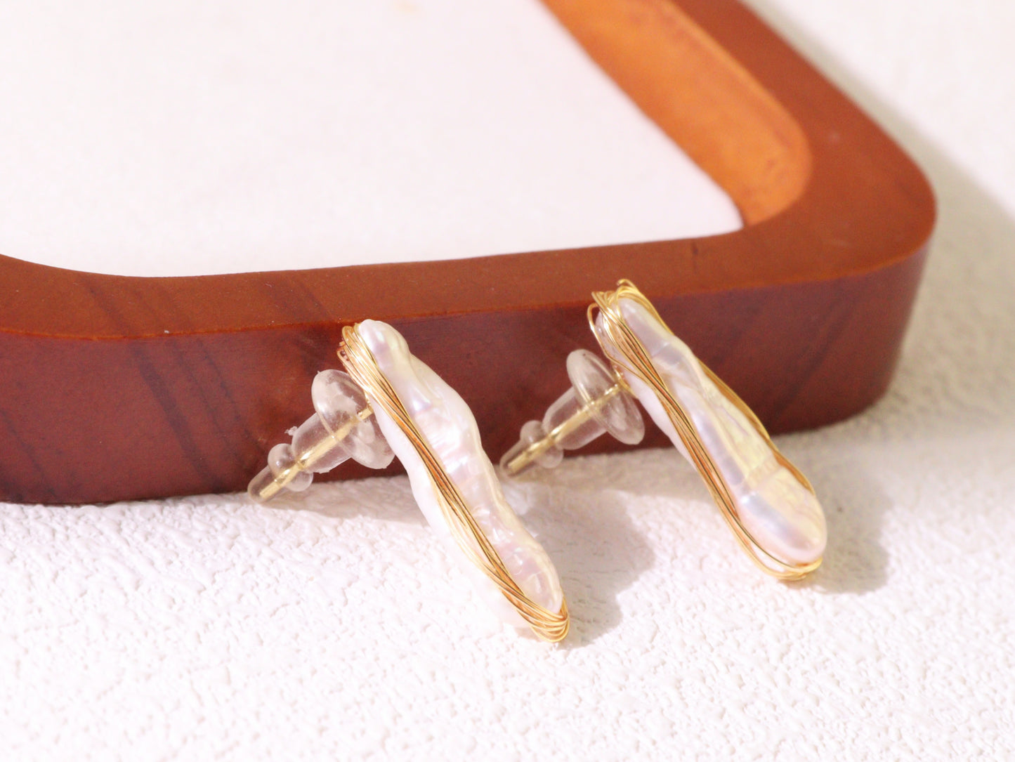 Hand-Wrapped Baroque Pearl Statement Stud Earrings