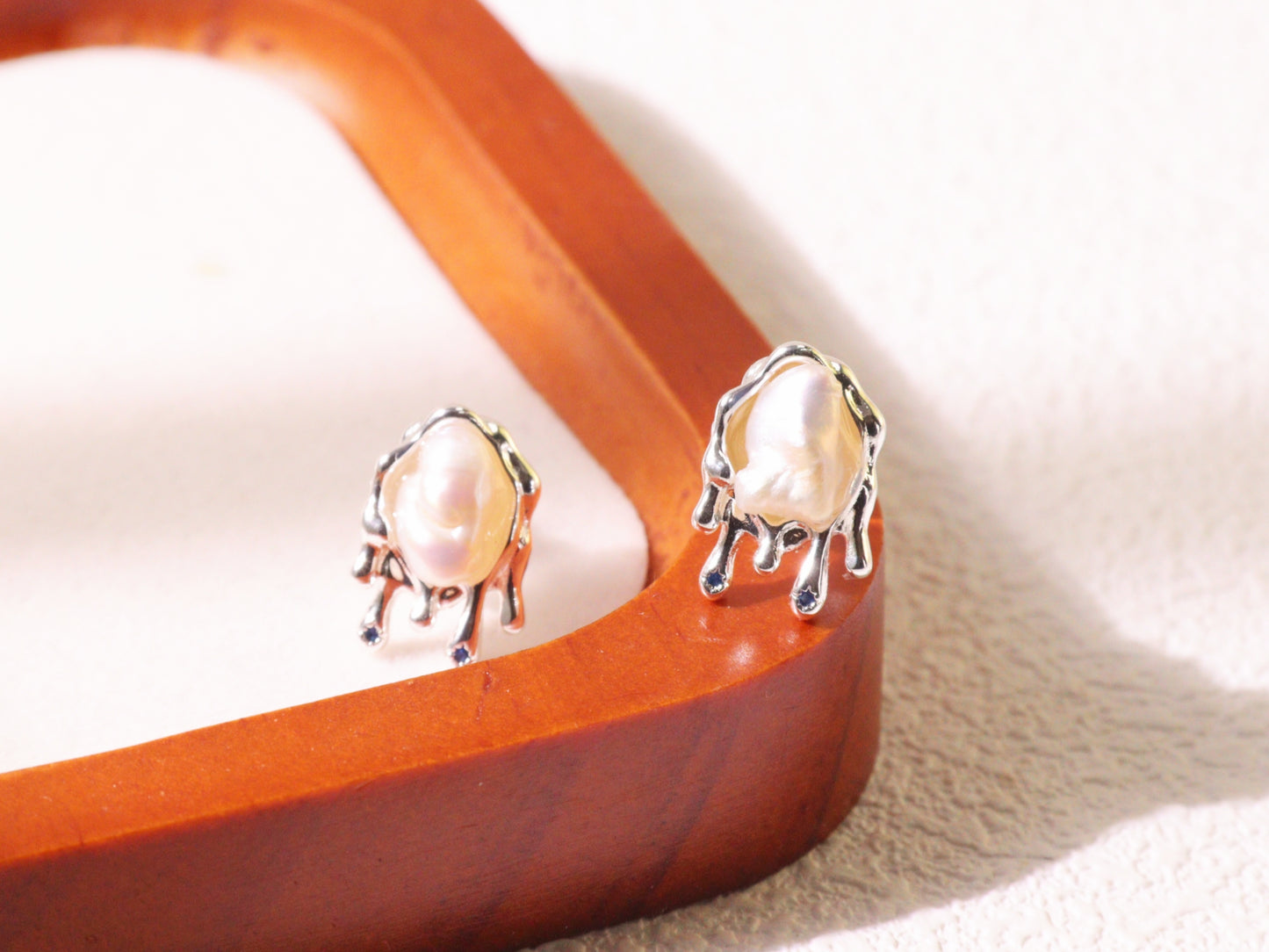 Molten Pearl Stud Earrings