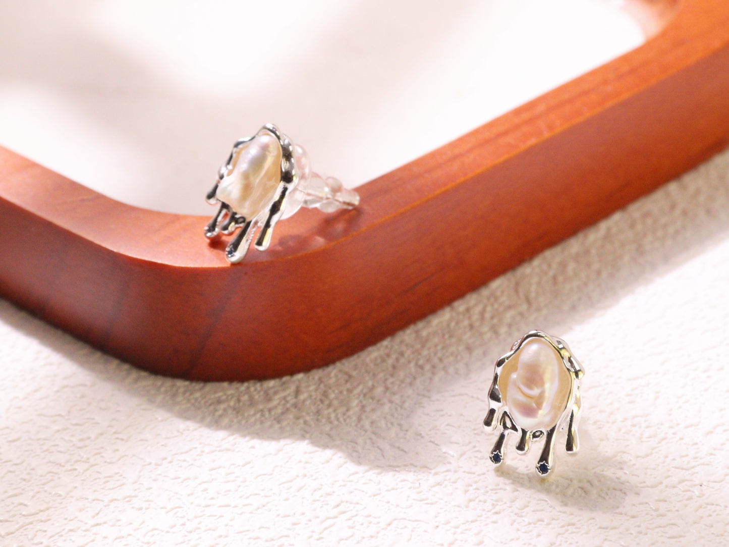 Molten Pearl Stud Earrings