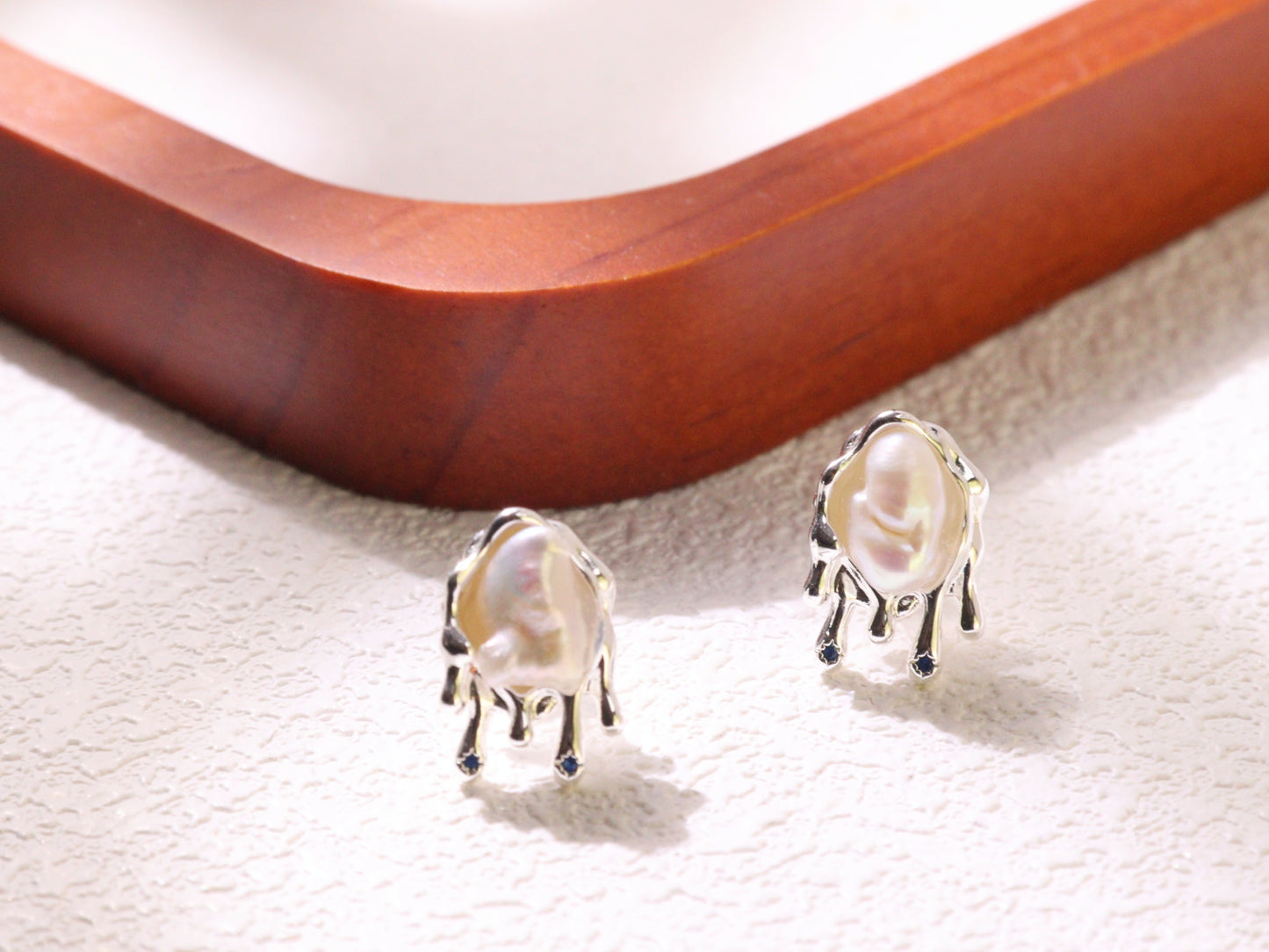 Molten Pearl Stud Earrings