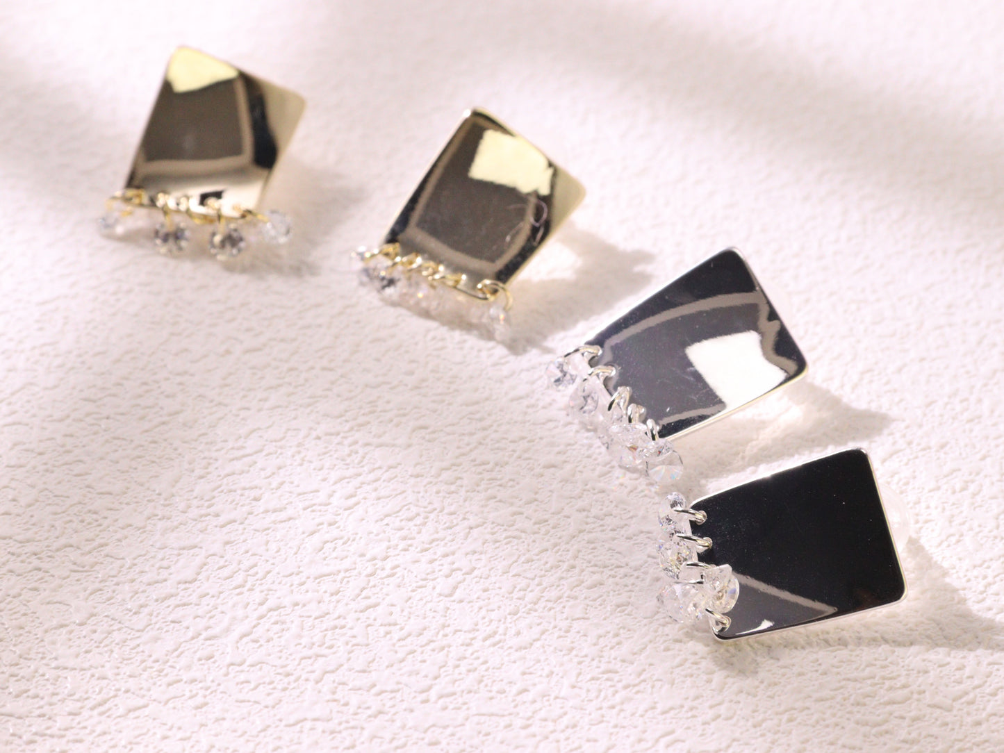 Mirror Finish Crystal Fringe Earrings