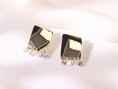 Mirror Finish Crystal Fringe Earrings