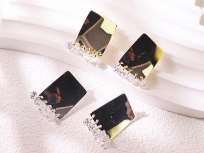 Mirror Finish Crystal Fringe Earrings
