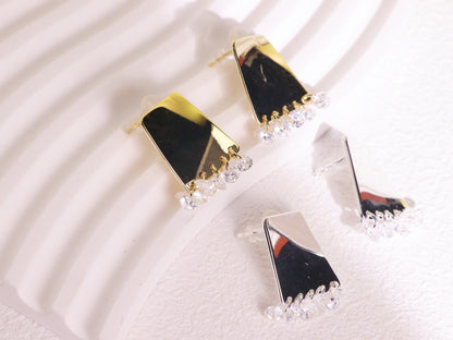 Mirror Finish Crystal Fringe Earrings