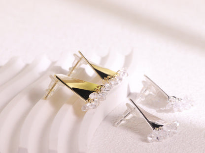 Mirror Finish Crystal Fringe Earrings