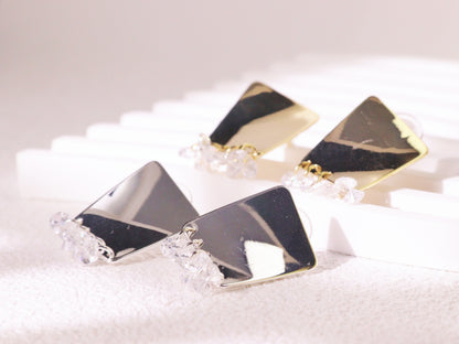 Mirror Finish Crystal Fringe Earrings