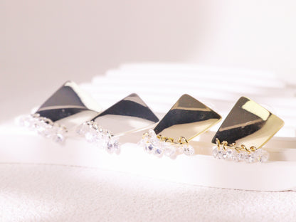 Mirror Finish Crystal Fringe Earrings