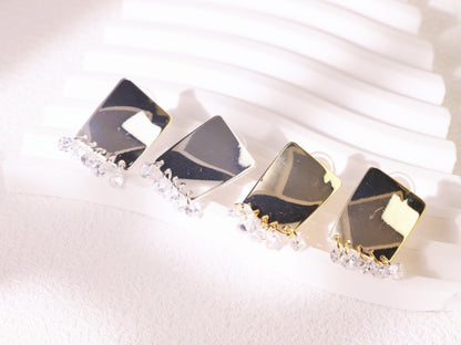 Mirror Finish Crystal Fringe Earrings