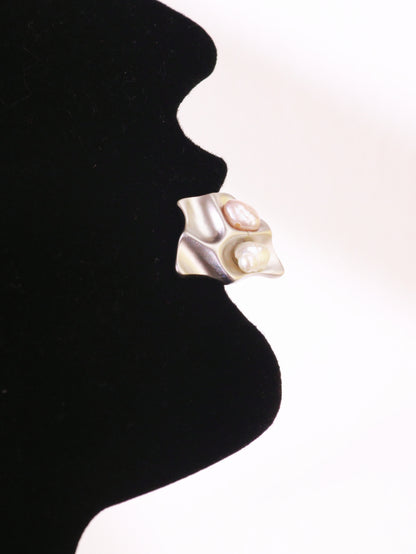 Organic Pearl Sculptural Stud Earrings