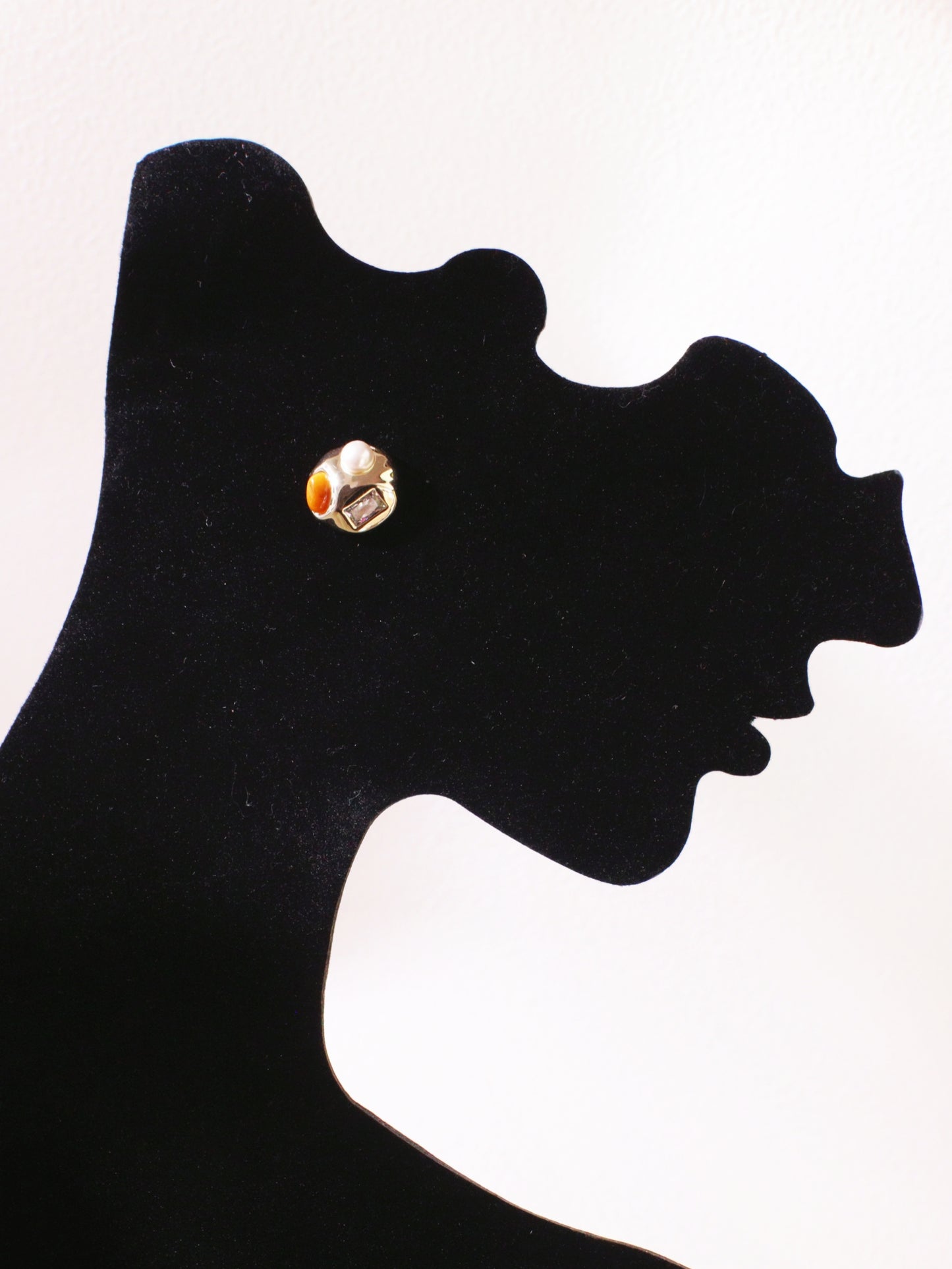 Vintage Pearl & Zircon Statement Stud Earrings