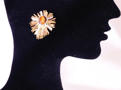 Radiant Tiger Eye Sunburst Earrings