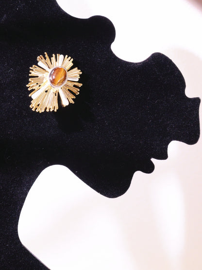 Radiant Tiger Eye Sunburst Earrings