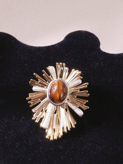 Radiant Tiger Eye Sunburst Earrings