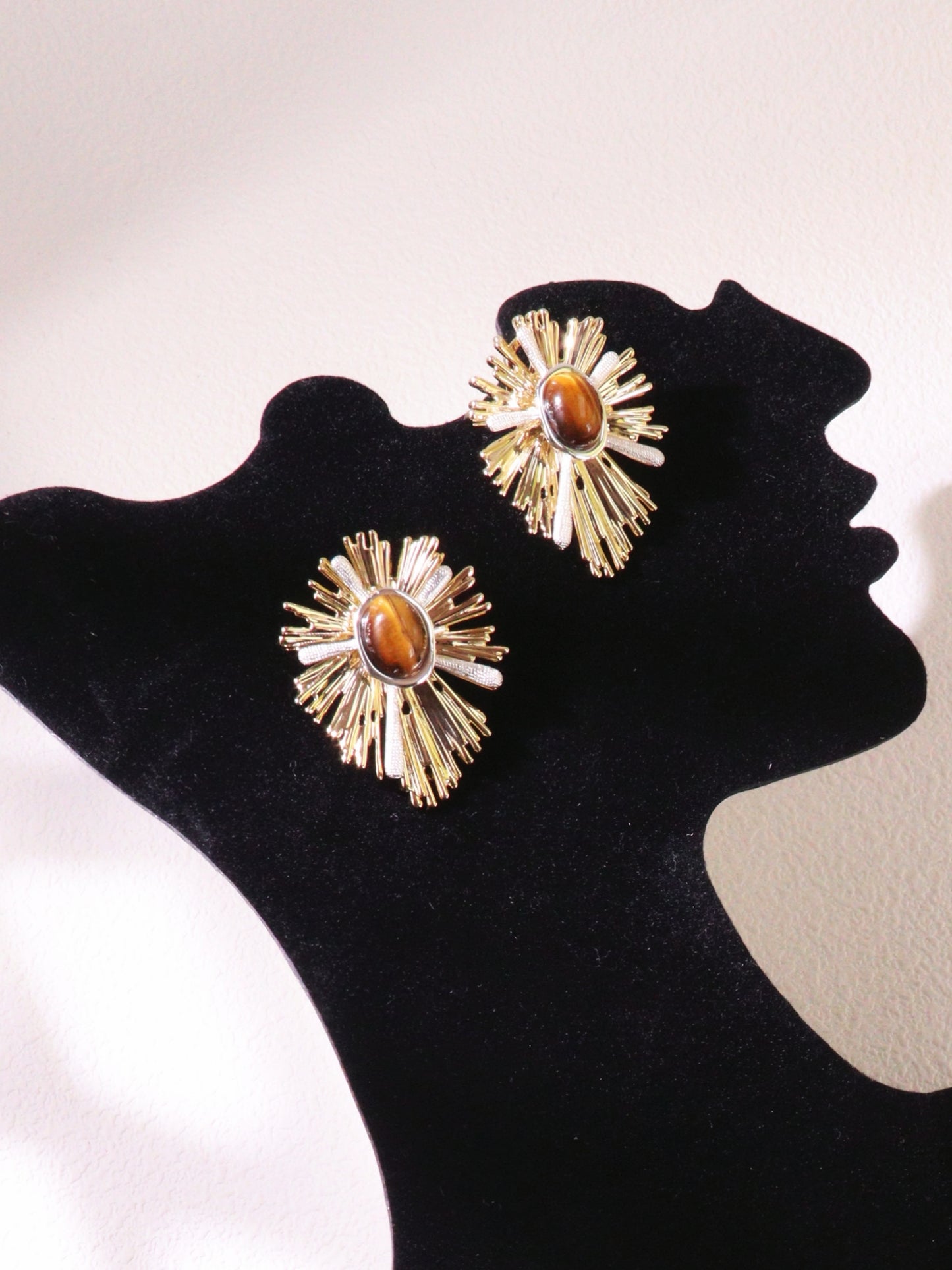Radiant Tiger Eye Sunburst Earrings