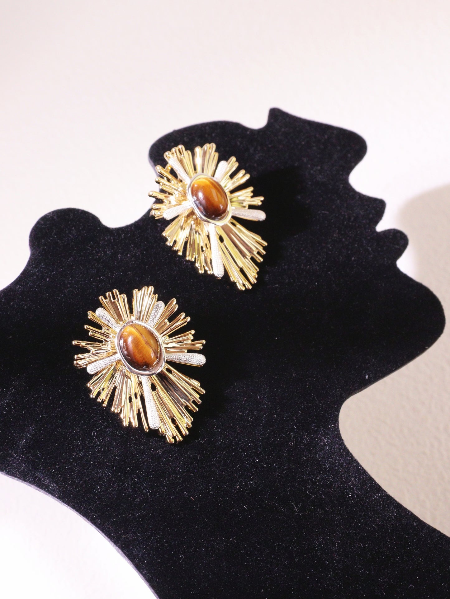 Radiant Tiger Eye Sunburst Earrings