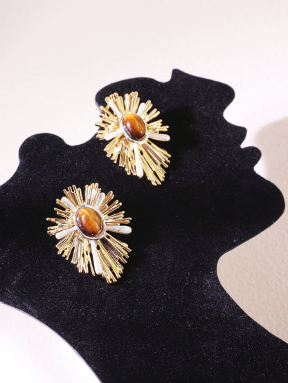 Radiant Tiger Eye Sunburst Earrings