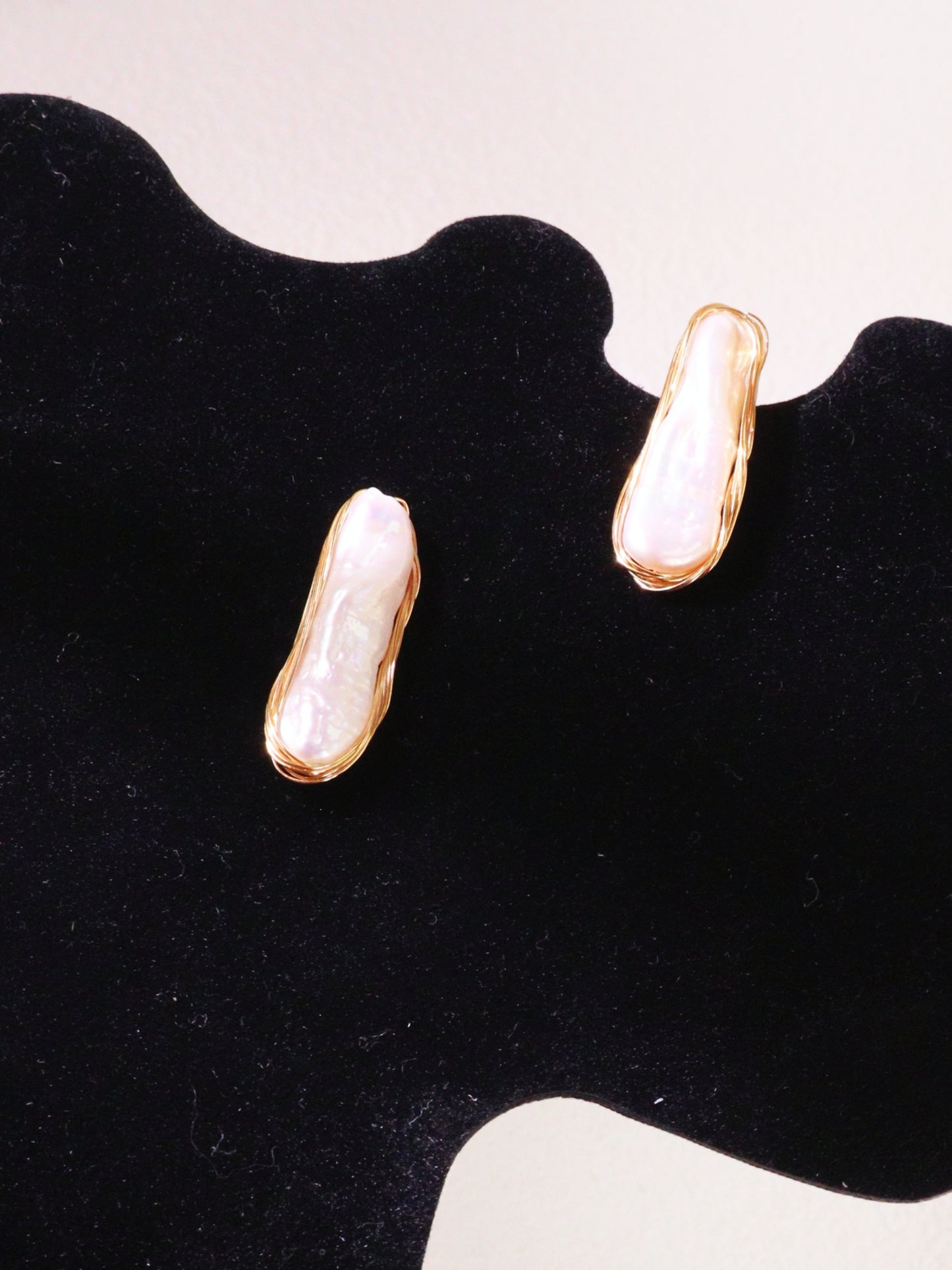 Hand-Wrapped Baroque Pearl Statement Stud Earrings