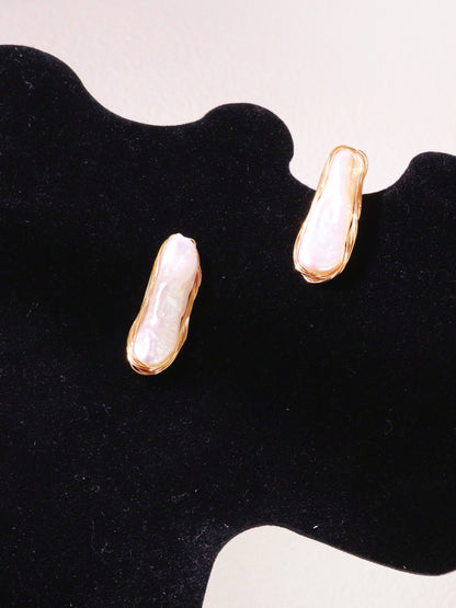 Hand-Wrapped Baroque Pearl Statement Stud Earrings