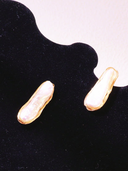 Hand-Wrapped Baroque Pearl Statement Stud Earrings