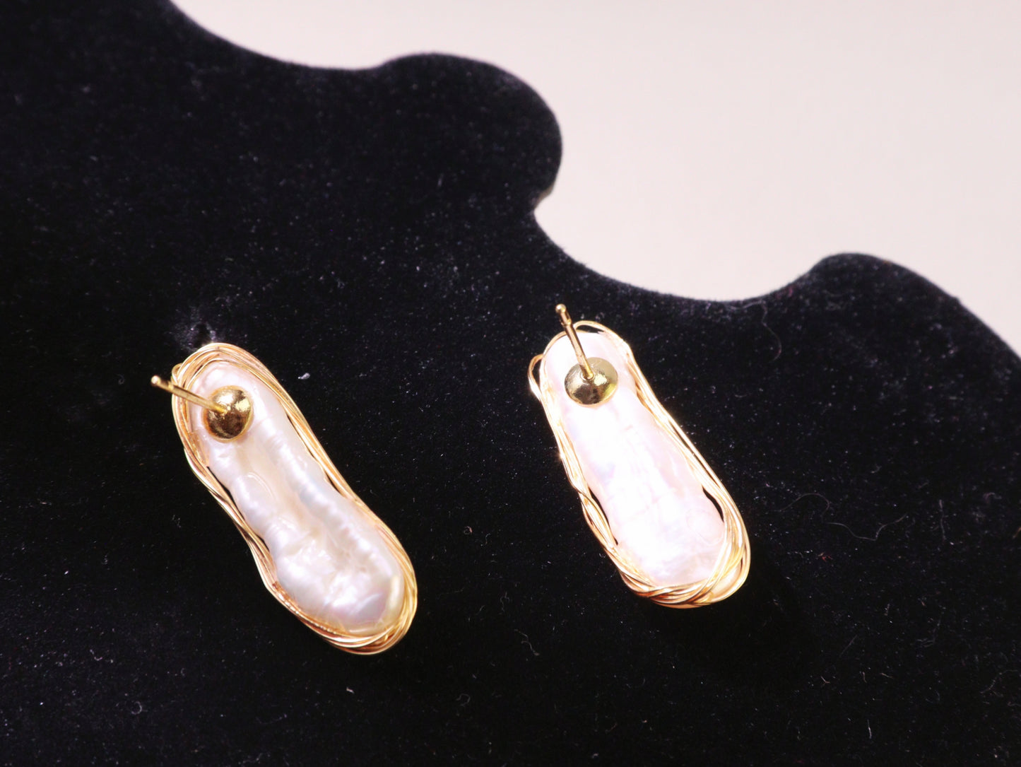 Hand-Wrapped Baroque Pearl Statement Stud Earrings