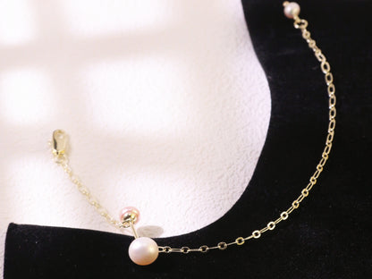 Minimalist Freshwater Pearl Chain Bracelet