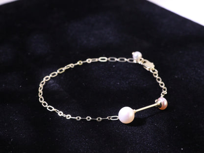 Minimalist Freshwater Pearl Chain Bracelet