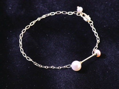 Minimalist Freshwater Pearl Chain Bracelet