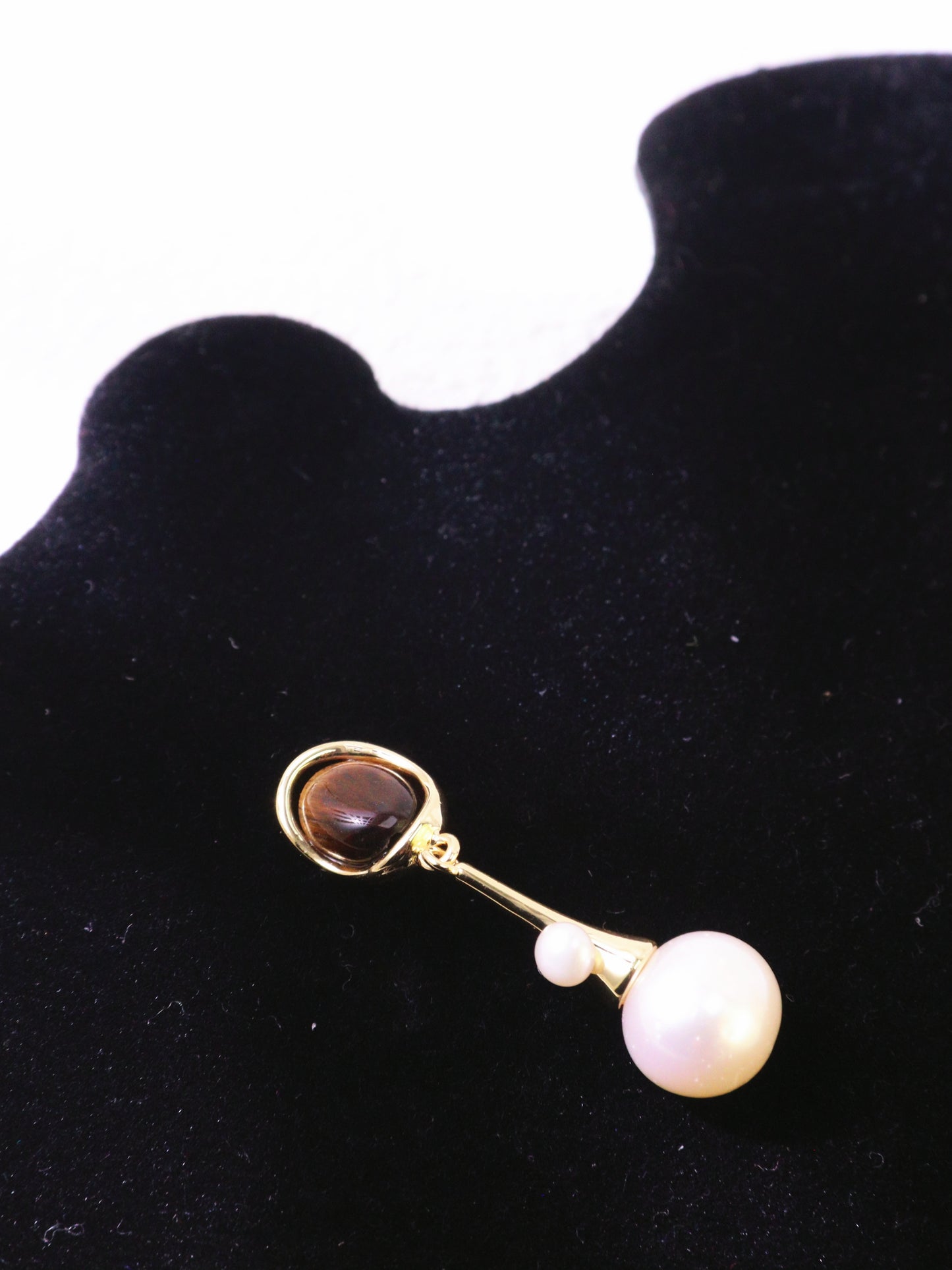 Tiger Eye & Freshwater Pearl Drop Earrings
