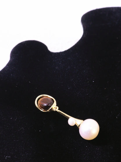 Tiger Eye & Freshwater Pearl Drop Earrings
