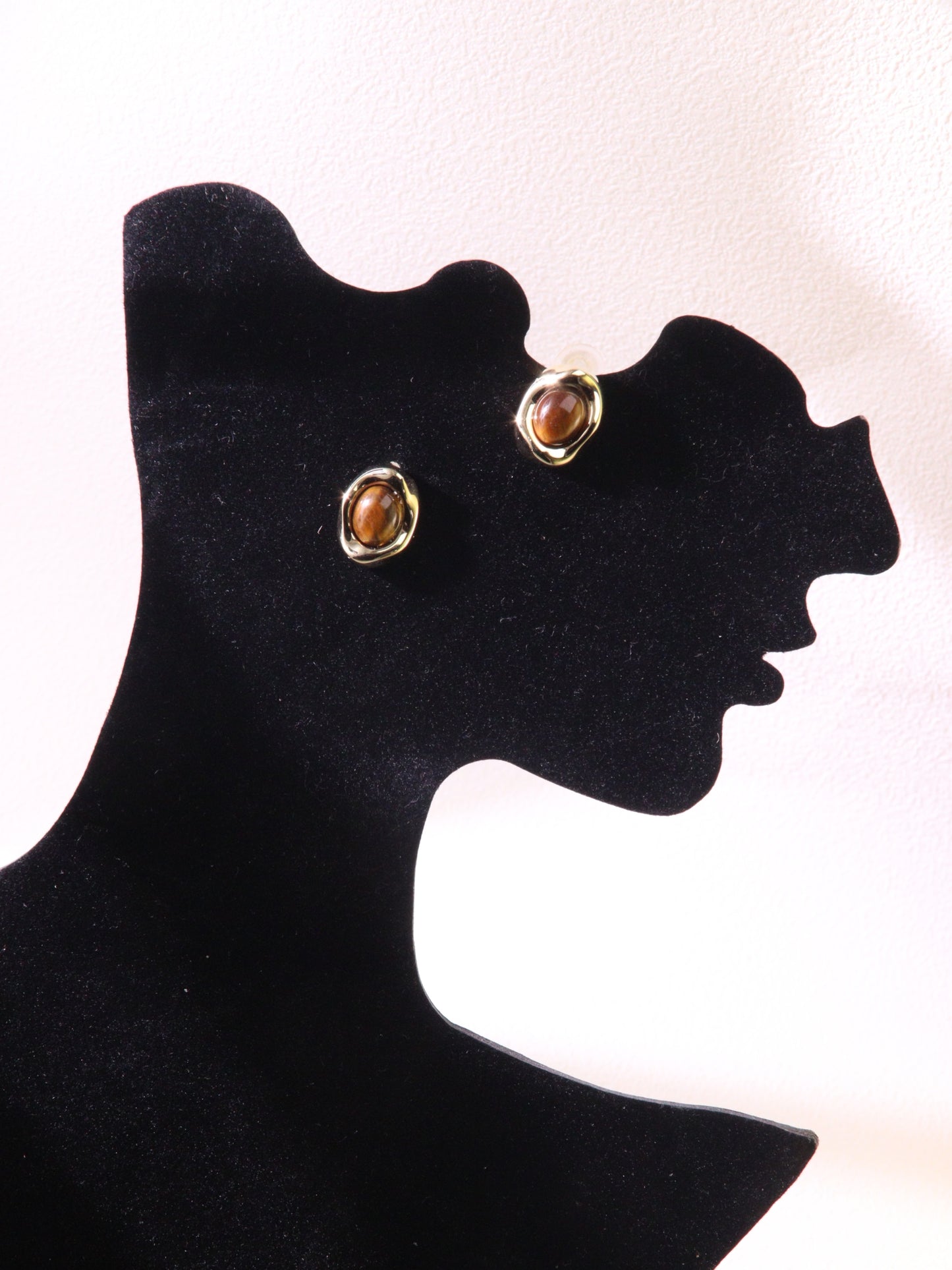 Tiger Eye Oval Stud Earrings