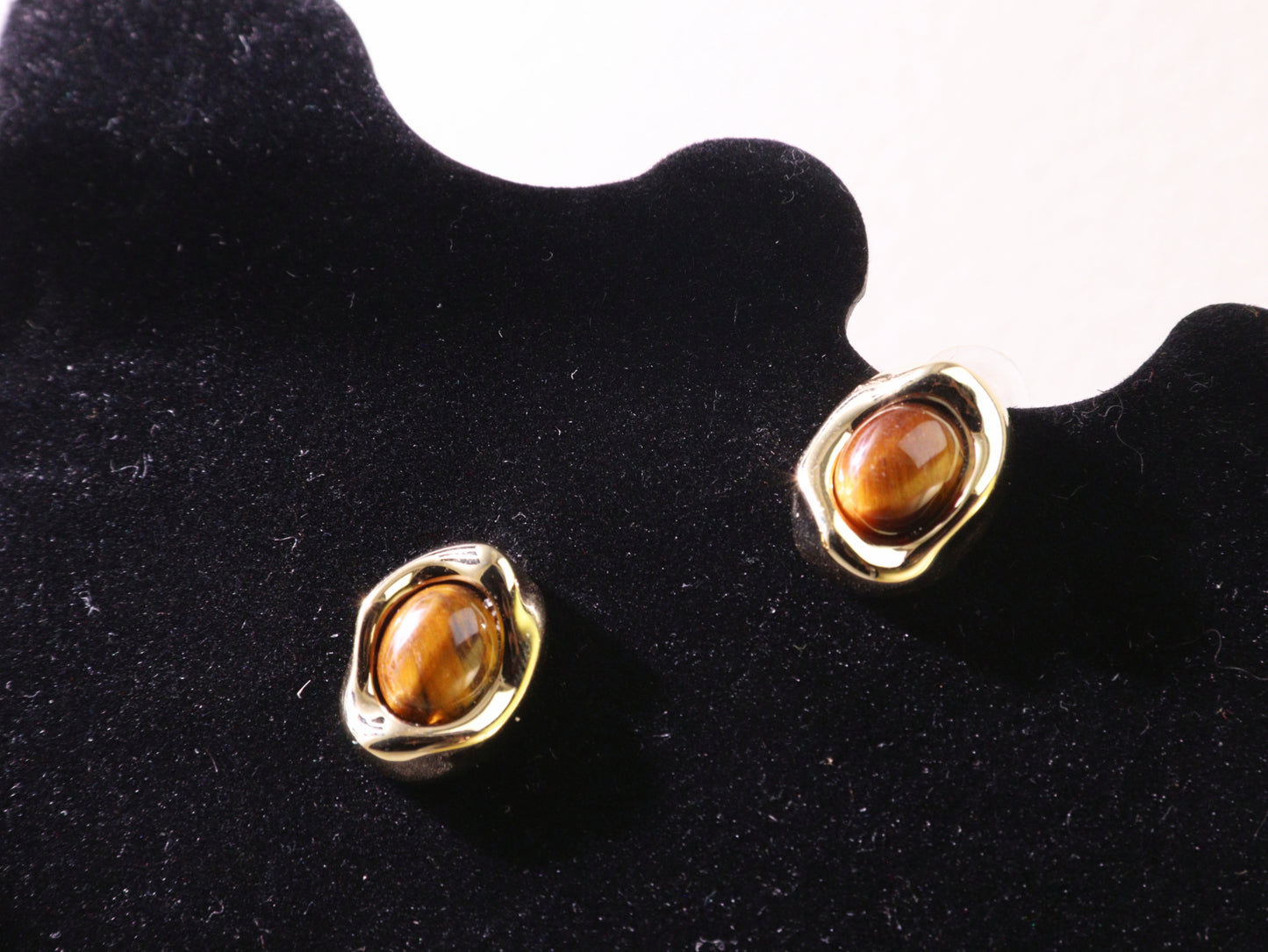 Tiger Eye Oval Stud Earrings